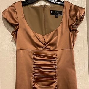 Beautiful Bronze satin Nicole Miller dress
